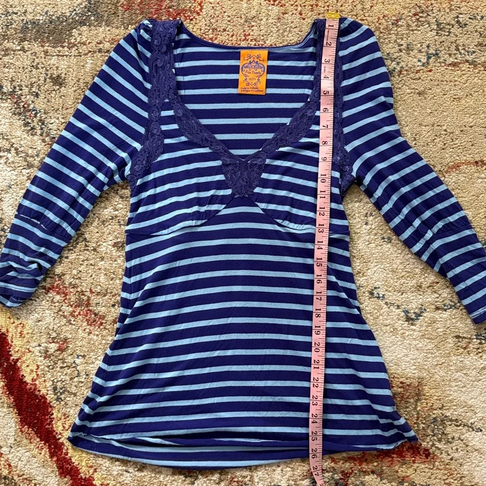 Vintage Free People V-Neck Striped Top